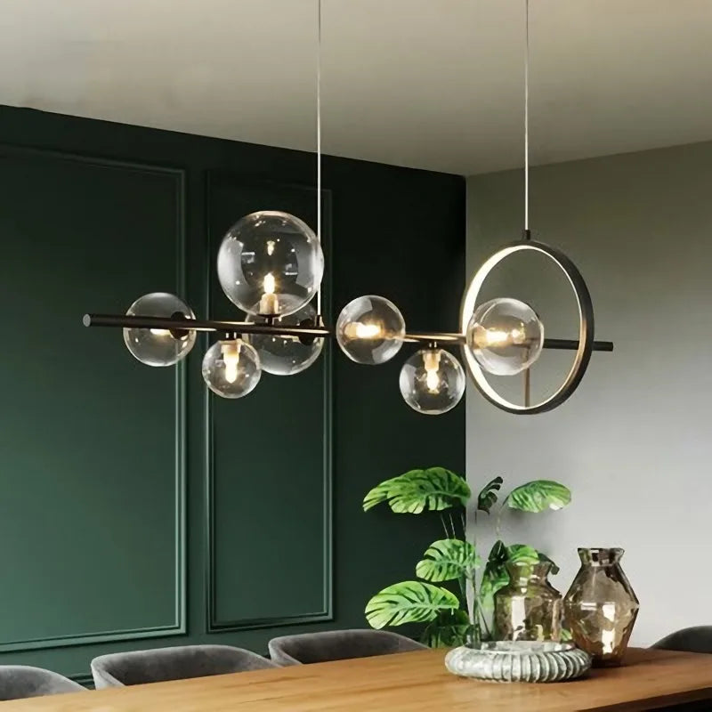 Contemporary LED Glass Ball Pendant Lamps - Elegant Lighting for Dining, Kitchen, and Home Decor